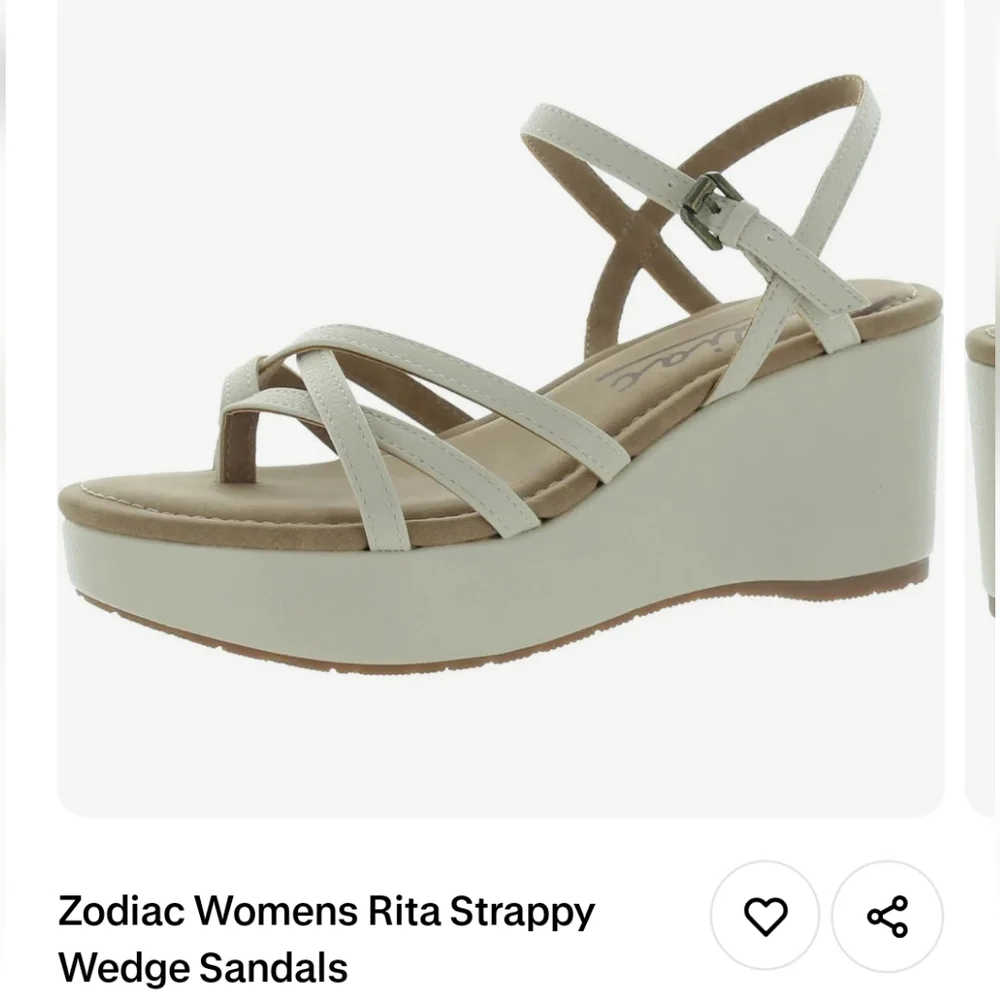 NIB Zodiac Rita Beige Wedge Strappy Sandals Size 10